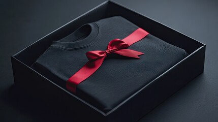 A custom t-shirt with a bold, unique message, folded into a sleek gift box with festive ribbon, making the perfect personalized present.