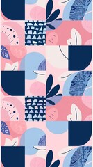 Wall Mural - Pink and blue geometric pattern