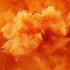 A complex orange powder explosion white background that creates a captivating and unique visual impact. The orange powder spreads out in a beautiful pattern, showing a sense of movement and energy. Th