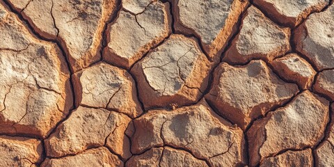 Close-up of cracked desert earth with deep fissures and varying shades of brown