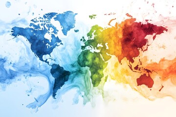 Poster - Abstract World Map with Watercolor Effect.