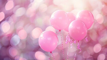 Pink balloons with blurry circle 