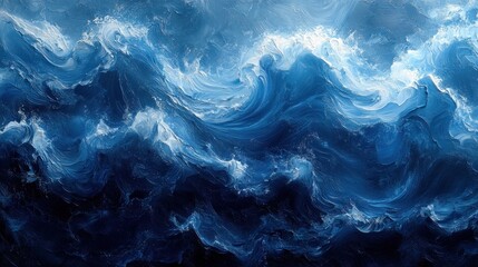 Canvas Print - Abstract Ocean Waves Painting