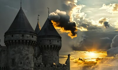 Poster - Tower with pointed roof and battlements, Video