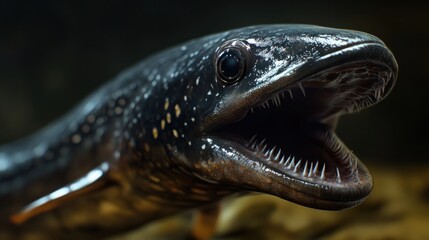 Wall Mural - Close-up of a Fangtooth Fish with Open Mouth