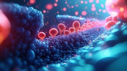 Poster - Electron transport in cellular respiration ATP production, 3D illustration