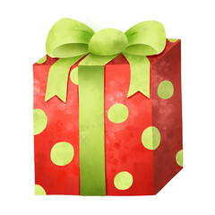 Red Gift box with green bow