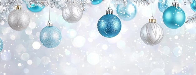 Aufkleber - Christmas balls with decorations on a shiny background in blue