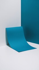 Top view of empty blue paper on white background