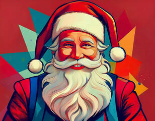 Wall Mural - Happy Smiling Santa Claus with Gifts for Children