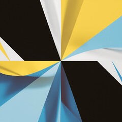 Wall Mural - Top view of black, yellow, blue and white abstract geometric background