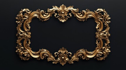 gold baroque Victorian frame placed on an elegant black background. The intricate arabesque design exudes luxury and classic beauty.