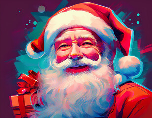 Wall Mural - Happy Smiling Santa Claus with Gifts for Children