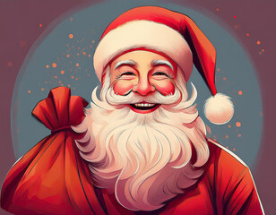 Wall Mural - Happy Smiling Santa Claus with Gifts for Children