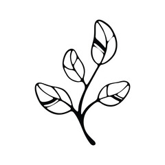 Sticker - An illustration of a leafy branch with four stylized leaves