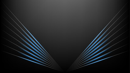 Black business background with light and blue slanting lines wings