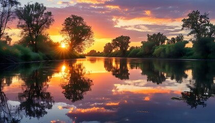 sunset over the river