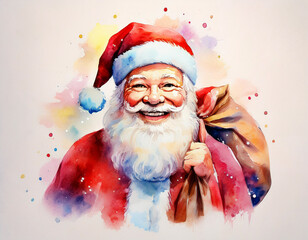 Wall Mural - Happy Smiling Santa Claus with Gifts for Children