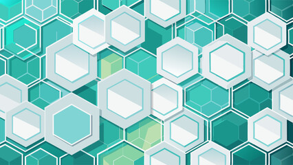 Poster - White abstract seamless hexagons pattern background