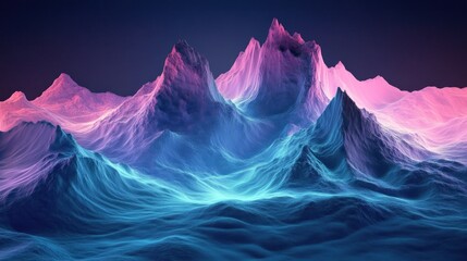 Sticker - Abstract Mountain Range with Neon Colors