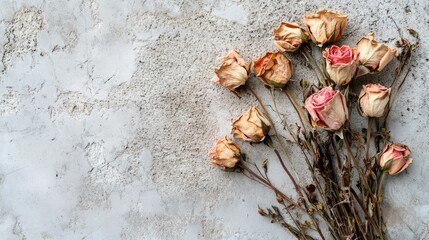 Wall Mural - a bunch of wilted flowers are arranged on a white background