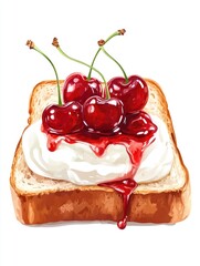 Wall Mural - A cherry pie is on a slice of bread