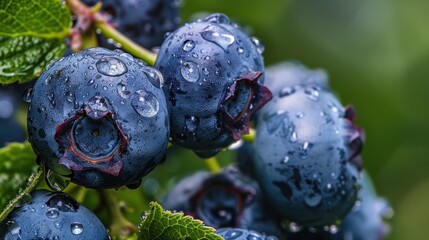 Blueberry plant with fruit in plantation farm