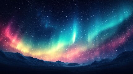 Poster - Aurora Borealis Over Mountains