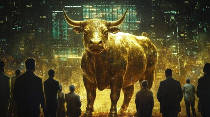 Wall Mural - Golden Bull and the Market