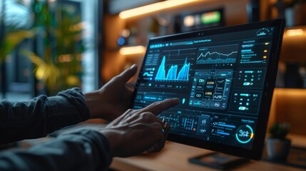 Business person using digital dashboard of smart home app for control home appliances. Technology assistant for smart devices,intelligent house or smart home technology. 
