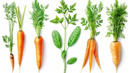 Wall Mural - Carrot leaves in a Spartan-style arrangement, isolated on a white background. 