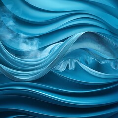 Wall Mural - Abstract blue background, wave, veil, mesh or smoke texture - computer generated picture