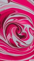 Wall Mural - Close up view of bright pink and white paint swirls in water