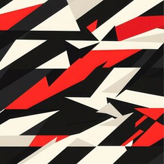 Wall Mural - Dynamic Geometry: Red, Black, and White Abstract Pattern