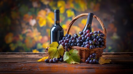 Wine glass grape with background of grape plantation winery