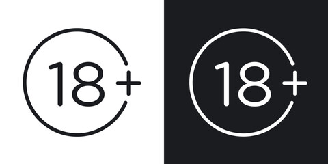 18 Plus icon in black and white stroke