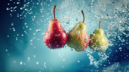 Wall Mural - Pear in water with bubbles