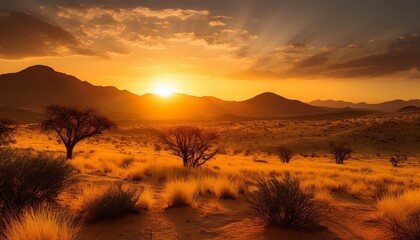 Poster - sunset in the mountains