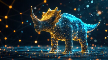 Poster - Digital Triceratops - A Wired Dinosaur