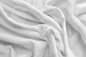 Close-up view of white fabric with subtle texture possibly silk satin material folded revealing intricate design, interplay between, shadow on surface blurred background draws focus to fabric details