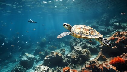 green sea turtle swimming