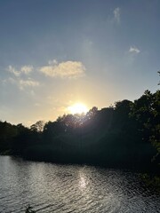 Wall Mural - sunset over lake