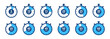 © Amina - Stopwatch timer set, 5-minute clock on white background. Set of timers. Stopwatch icons. Countdown 5, 10, 15, 20, 25, 30, 35, 40, 45, 50, 55, 60 minutes - Vector Icon