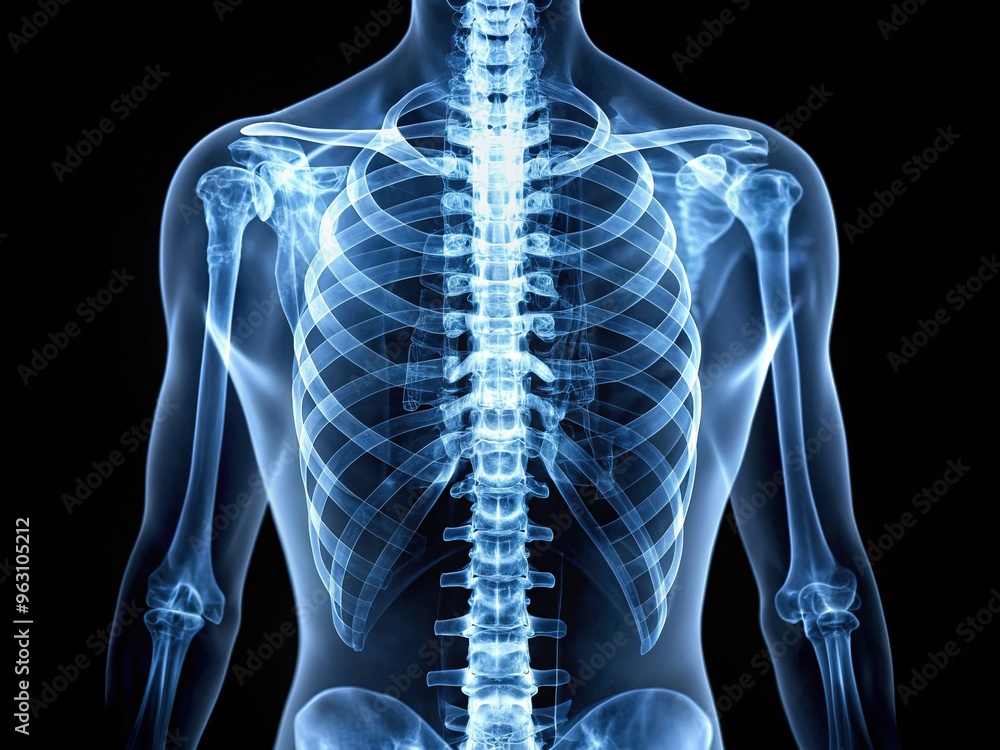 Detailed X-ray image of a severe scoliosis spine, showcasing curvature ...