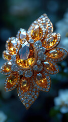 Wall Mural - Diamond Flower Brooch.