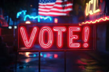 Illuminating Democracy: A Captivating Neon Sign Advocating for Voter Participation in Modern Elections