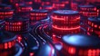 © nurionstudio - Futuristic server data center with red neon lights.