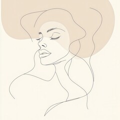 Poster - A graceful silhouette of a woman's profile is elegantly outlined, capturing a serene expression against a subtle background hue. Generative AI