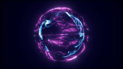 Wall Mural - a glowing purple energy sphere with intricate patterns and vibrant light effects, floating in a dark