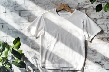 Wall Mural - Mockup of white oversize t-shirt with front view, design template for print